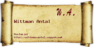 Wittman Antal névjegykártya